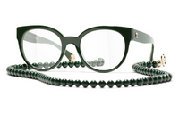 CHANEL Oval Eyeglass Frames Women's Green
