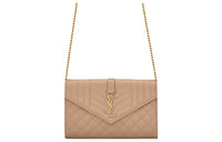 SAINT LAURENT Cow Leather Wallets Shoulder Bag Crossbody Bag Regular Women's Dark Beige
