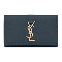 SAINT LAURENT Calfskin Key Pouch Women's Chalun Blue