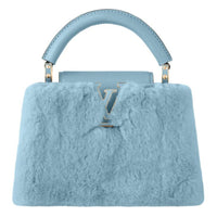 LOUIS VUITTON Capucines Leather Trim Shoulder Bag Crossbody Bag Handbag Mini Women's Blue