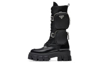 PRADA Monolith 55mm Pouch Tall Boots Black Leather