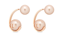 DIOR Metal Resin Pearl Earrings Women's Pink