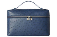 Loro Piana Ostrich Leather Handbag Shoulder Bag Crossbody Bag Women's Iris Blue