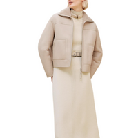 HERMES FW24 Leather Jacket Women's Beige