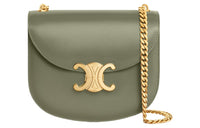 CELINE BesaceTriomphe Cow Leather Crossbody Bag, Shoulder Bag Women's Soft Khaki
