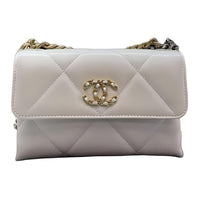 CHANEL 19Bag Lambskin Shoulder Bag Crossbody Bag Women's White