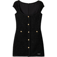 MIU MIU Lamé Bouclé Scoop Neck Mini Dress