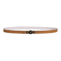 HERMES Calfskin Leather Belts Women's Brown/White Width 1.3CM