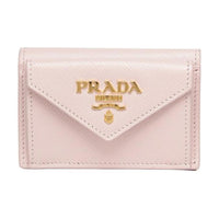 PRADA Saffiano Leather Wallet Mini Women's Snowflake Gypsum Flower