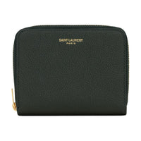SAINT LAURENT Calfskin Wallet Mini Women's Dark Green