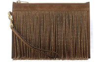 SAINT LAURENT Suede Clutch Women's Brown