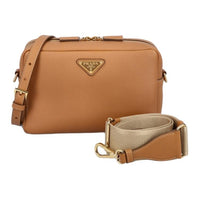 PRADA Cow Leather Shoulder Bag Women's Brown