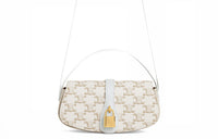 CELINE Triomphe Cow Leather Baguette Bag, Shoulder Bag, Handbag Women's Candy/White
