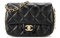 CHANEL Sheepskin Shoulder Bag Crossbody Bag Mini Women's Black