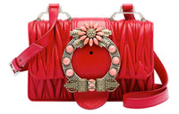 MIU MIU Soft Sheepskin Shoulder Bag Crossbody Bag Women's Red