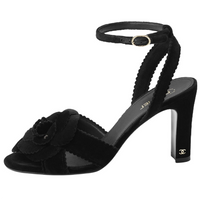 CHANEL 24B Strap Sandals 8.9cm Women's Black