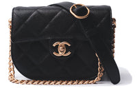 CHANEL Leather Saddle Bag Shoulder Bag Crossbody Bag Women's Black