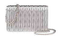 MIU MIU Soft Sheep Leather Shoulder Bag Crossbody Bag Women's Silver
