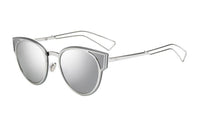 DIOR Metal Irregular Shape Sunglasses Women's Silver