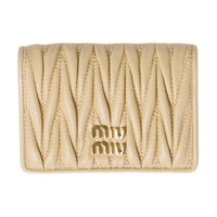MIU MIU Matelassé Lambskin Card Holder Women's Soybean Color