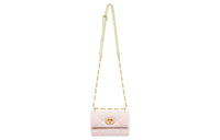 DIOR Sheepskin Shoulder Bag, Crossbody Bag Mini Women's Light Yellow & Quartz Pink