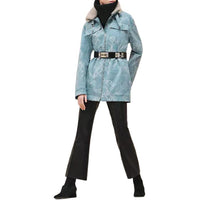 HERMES Coats Women's Blue