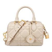 DIOR Cow Leather Crossbody Handbag Shoulder Bag Women's Ivory