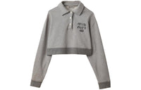MIU MIU Logo-Printed Crewneck Cropped Sweatshirt
