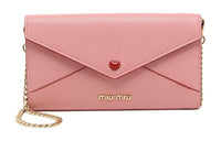 MIU MIU Leather Shoulder Bag Crossbody Bag Women's Pink