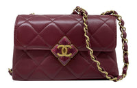 CHANEL Lambskin Shoulder Bag Crossbody Bag Mini Women's Red