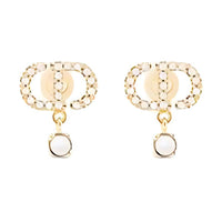 DIOR Metal Crystal Earrings Women's Gold