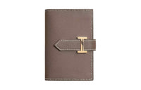 HERMES Bearn Madame Calfskin Wallet Mini Women's 18 Etoupe Elephant Gray