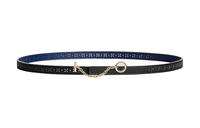 HERMES Carrousel Leather Belts Women's Black/Sapphire Blue