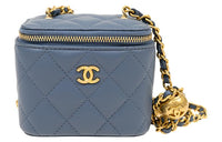CHANEL Lambskin Crossbody Bag Shoulder Bag Women's Blue