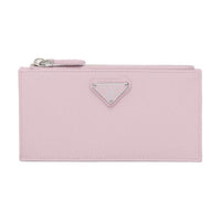 PRADA Leather Card Holder Women's Snowflake Gypsum Pink