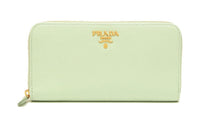 PRADA Leather Wallet Women's Aqua Green