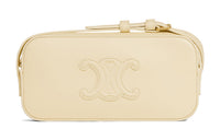 CELINE Cuir Triomphe Triumph Cow Leather Handbag, Shoulder Bag Mini Women's Light Yellow/Light Yellow