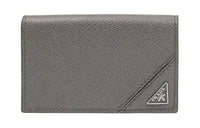 PRADA Cow Leather Card Clip Wallets Women's Gray