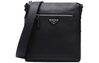 PRADA Cow Leather Shoulder Bag Crossbody Bag Men's Black