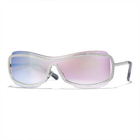 CHANEL Nylon Irregular Shape Sunglasses Women's Silver
