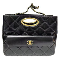 CHANEL Lambskin One Shoulder Handbags Women's Black