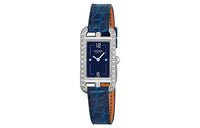 HERMES Nantucket Wrist Watch Quartz Movement Crocodile Leather Strap Blue Dial Women's