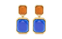 SAINT LAURENT Brass Plastic Earrings Women's Blue