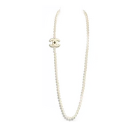 CHANEL Metal Glass Pearl Crystal Necklaces Women's Gold