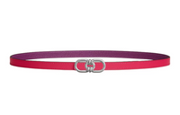 HERMES Double-Sided Plaisance Smooth Buckle Leather Belts Women's Red Width: 1.3cm