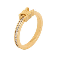CELINE Triomphe Sparkle Ring In Strass And Brass With Gold Finish