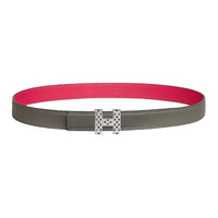 HERMES Calfskin Leather Belts Women's Green Width 2.4CM