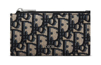 DIOR Cow Leather With Fabric Card Holder Men's Black/Beige