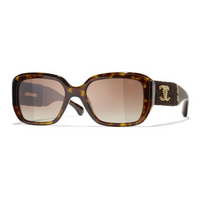 CHANEL Acetate Jacquard Square Sunglasses Unisex Brown