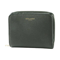 SAINT LAURENT Leather Wallet Mini Unisex Dark Green